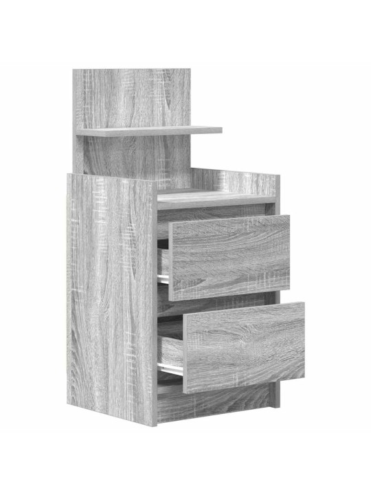 Yöpöytäkaapit 2 laatikkoa 2 kpl harmaa sonoma 38x34x80 cm