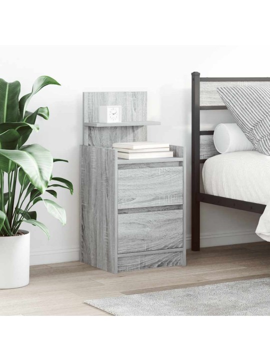 Yöpöytäkaapit 2 laatikkoa 2 kpl harmaa sonoma 38x34x80 cm