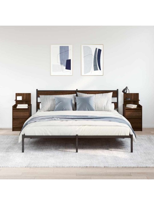 Yöpöytäkaapit 2 laatikkoa 2 kpl ruskea tammi 38x34x80 cm
