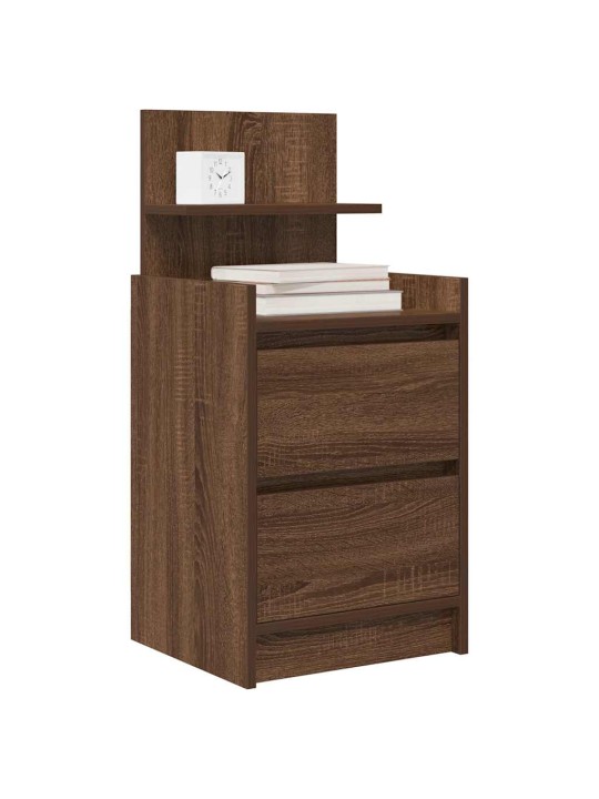 Yöpöytäkaapit 2 laatikkoa 2 kpl ruskea tammi 38x34x80 cm