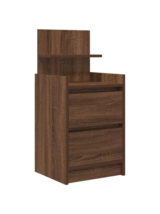 Yöpöytäkaapit 2 laatikkoa 2 kpl ruskea tammi 38x34x80 cm