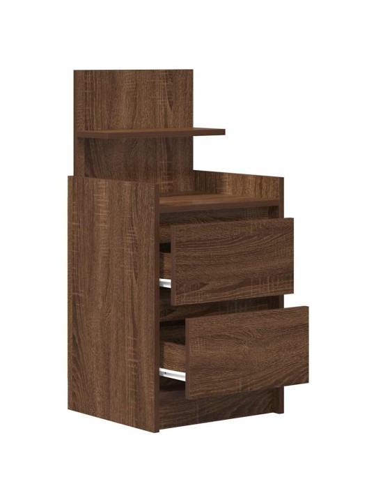 Yöpöytäkaapit 2 laatikkoa 2 kpl ruskea tammi 38x34x80 cm