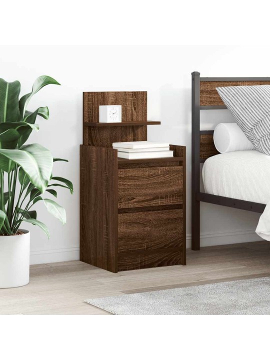 Yöpöytäkaapit 2 laatikkoa 2 kpl ruskea tammi 38x34x80 cm