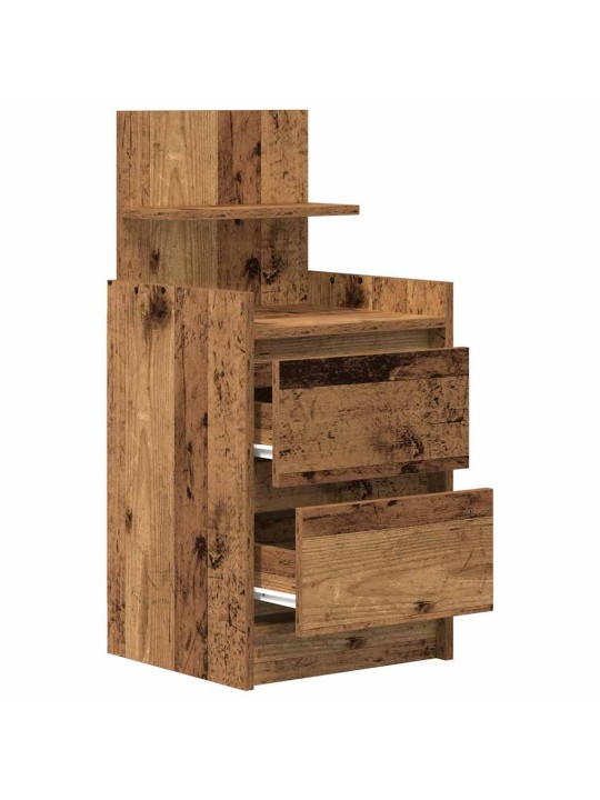 Yöpöytäkaapit 2 laatikkoa 2 kpl vanha puu 38x34x80 cm