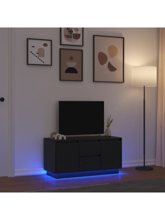 Tv-kaappi led-valoilla musta tammi 100x41x50 cm