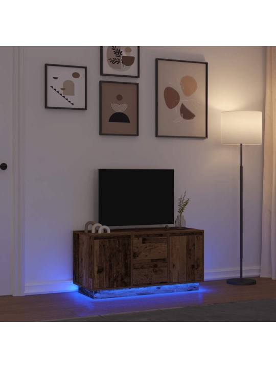 Tv-kaappi led-valoilla vanha puu 100x41x50 cm