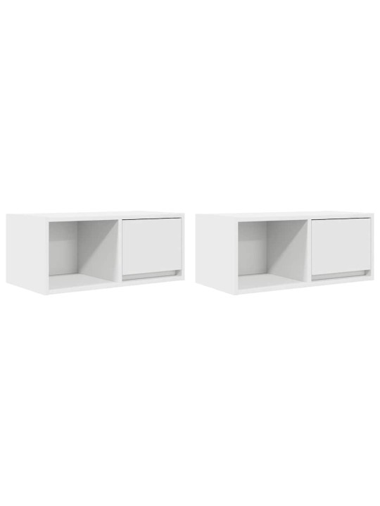Tv-seinäkaapit 2 kpl valkoinen 60x31x25,5 cm tekninen puu