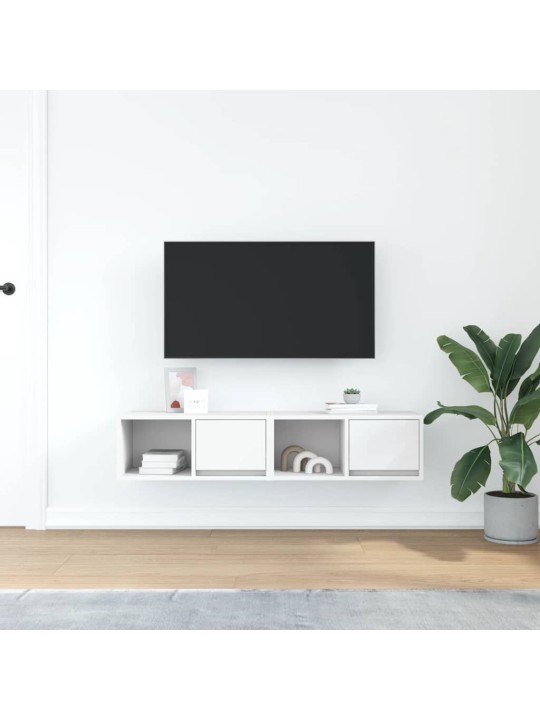 Tv-seinäkaapit 2 kpl valkoinen 60x31x25,5 cm tekninen puu