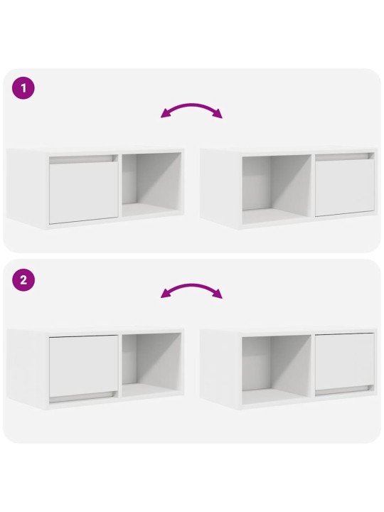 Tv-seinäkaapit 2 kpl valkoinen 60x31x25,5 cm tekninen puu