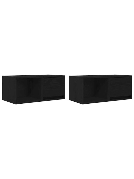 Tv-tasot 2 kpl musta tammi 60x31x25,5 cm tekninen puu