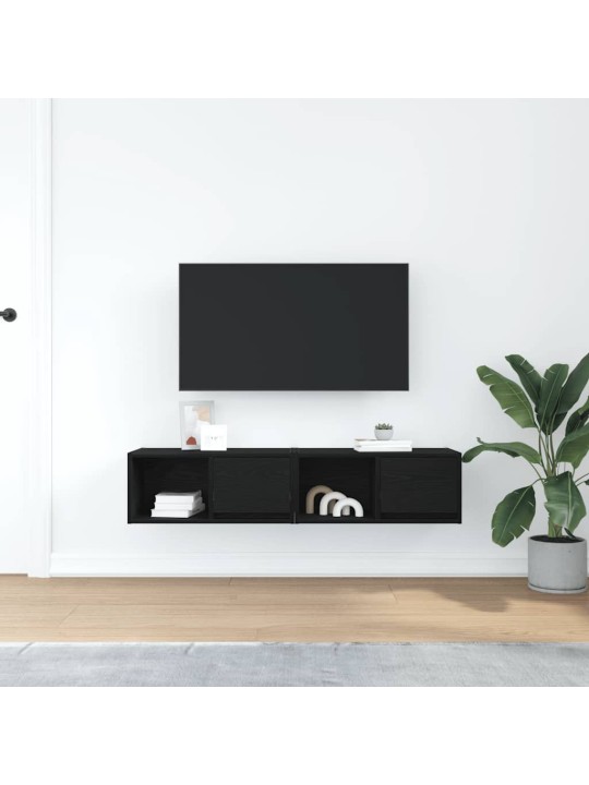 Tv-tasot 2 kpl musta tammi 60x31x25,5 cm tekninen puu