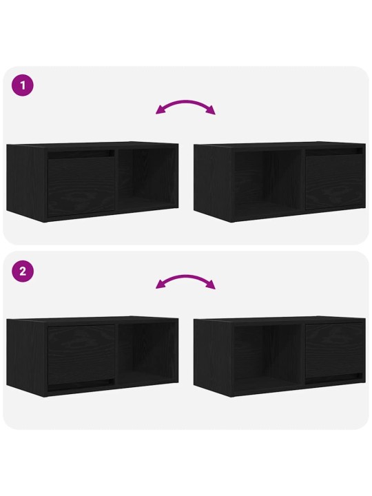 Tv-tasot 2 kpl musta tammi 60x31x25,5 cm tekninen puu