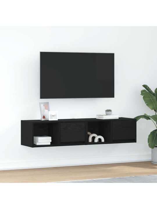 Tv-tasot 2 kpl musta tammi 60x31x25,5 cm tekninen puu
