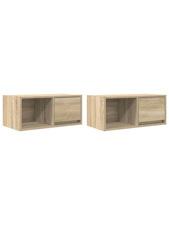 Tv-seinäkaapit 2 kpl sonoma-tammi 60x31x25,5 cm tekninen puu