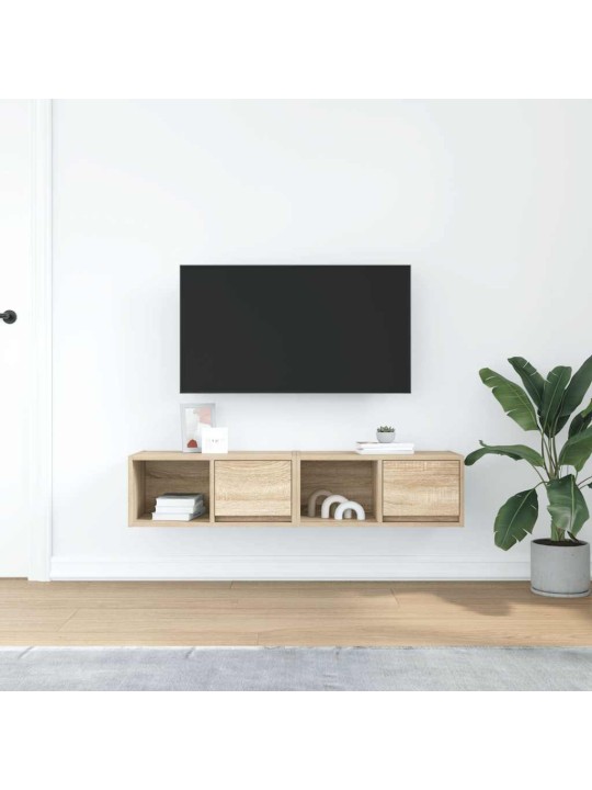 Tv-seinäkaapit 2 kpl sonoma-tammi 60x31x25,5 cm tekninen puu