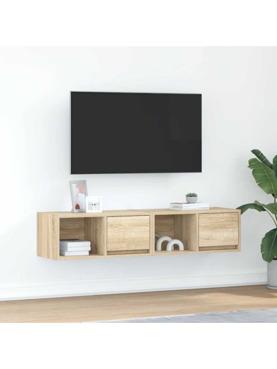 Tv-seinäkaapit 2 kpl sonoma-tammi 60x31x25,5 cm tekninen puu