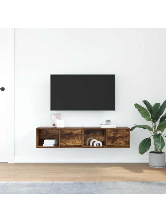Tv-seinäkaappi 2 kpl savutammi 60x31x25,5 cm tekninen puu