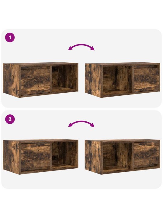 Tv-seinäkaappi 2 kpl savutammi 60x31x25,5 cm tekninen puu