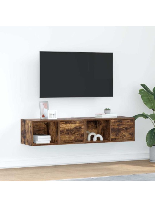 Tv-seinäkaappi 2 kpl savutammi 60x31x25,5 cm tekninen puu