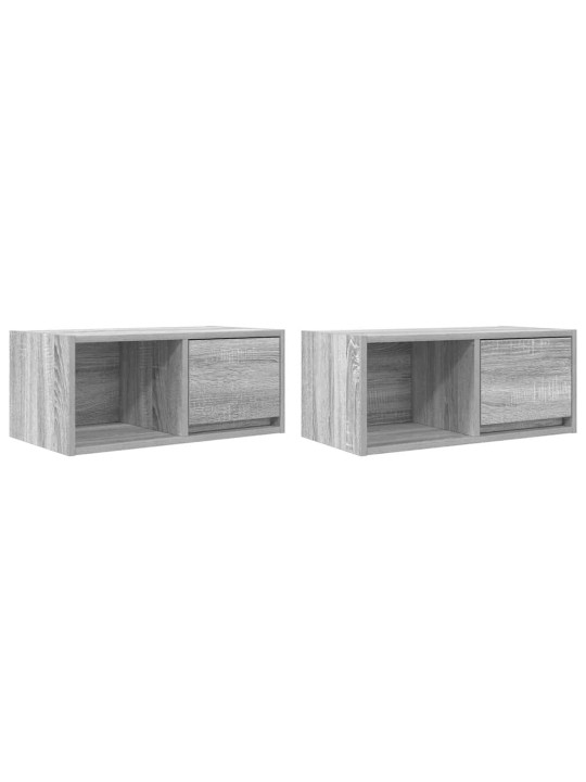 Tv-seinäkaapit 2 kpl harmaa sonoma 60x31x25,5 cm tekninen puu