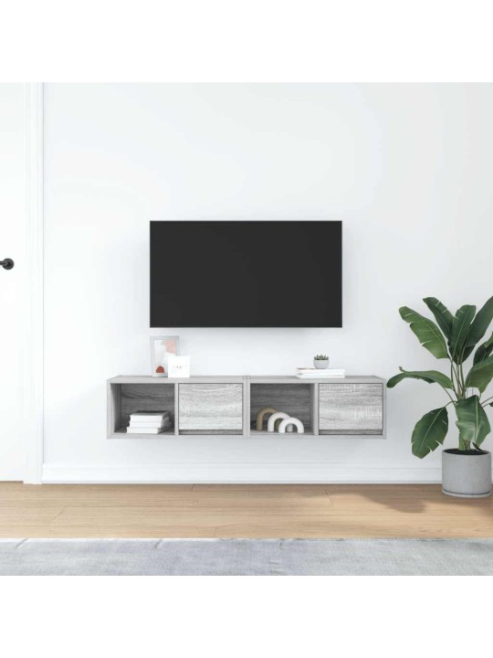 Tv-seinäkaapit 2 kpl harmaa sonoma 60x31x25,5 cm tekninen puu