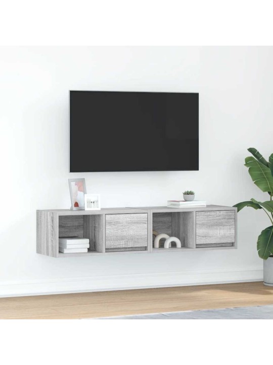 Tv-seinäkaapit 2 kpl harmaa sonoma 60x31x25,5 cm tekninen puu