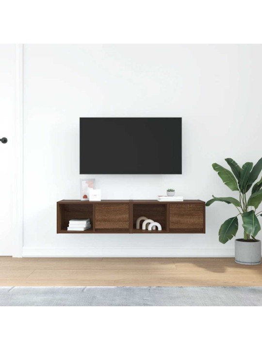 Tv-seinäkaapit 2 kpl ruskea tammi 60x31x25,5 cm tekninen puu