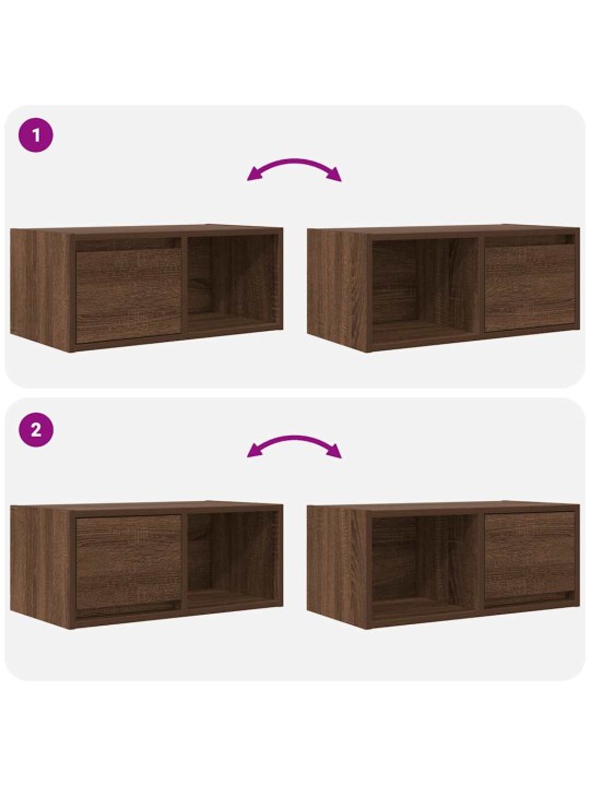 Tv-seinäkaapit 2 kpl ruskea tammi 60x31x25,5 cm tekninen puu