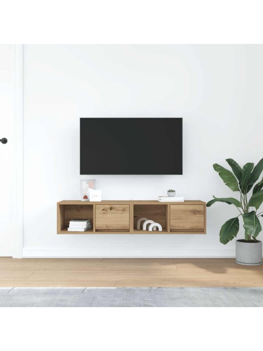 Tv-seinäkaapit 2 kpl artesaani tammi 60x31x25,5 cm tekninen puu
