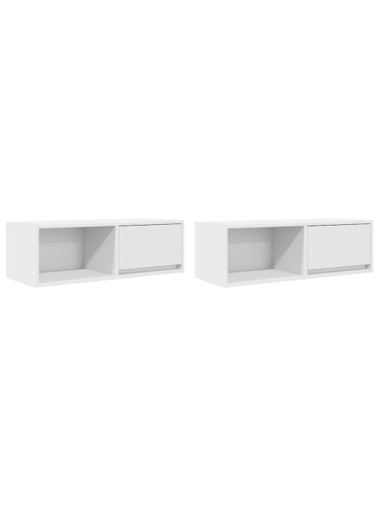 Tv-seinäkaapit 2 kpl valkoinen 80x31x25,5 cm tekninen puu