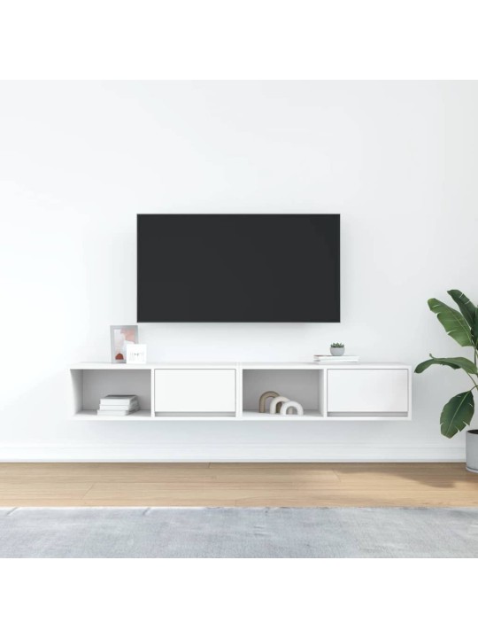 Tv-seinäkaapit 2 kpl valkoinen 80x31x25,5 cm tekninen puu