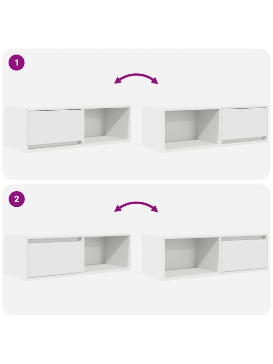 Tv-seinäkaapit 2 kpl valkoinen 80x31x25,5 cm tekninen puu