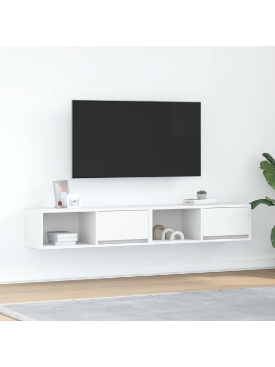 Tv-seinäkaapit 2 kpl valkoinen 80x31x25,5 cm tekninen puu