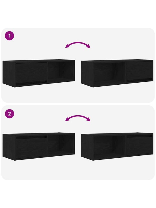 Tv-taso musta tammi 80x31x25,5 cm tekninen puu