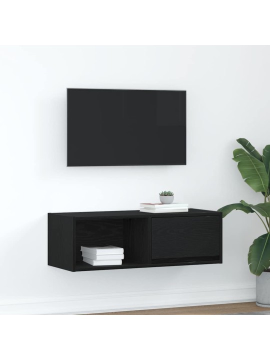 Tv-taso musta tammi 80x31x25,5 cm tekninen puu