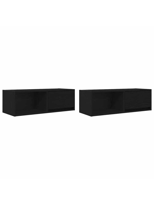 Tv-tasot 2 kpl musta tammi 80x31x25,5 cm tekninen puu