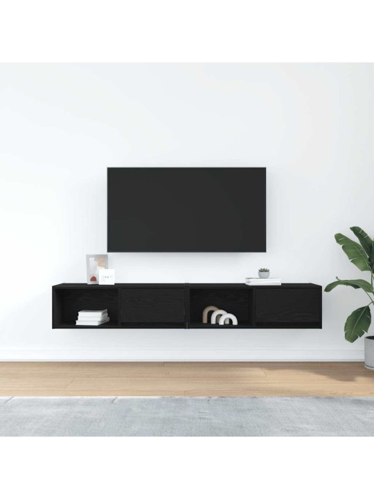 Tv-tasot 2 kpl musta tammi 80x31x25,5 cm tekninen puu