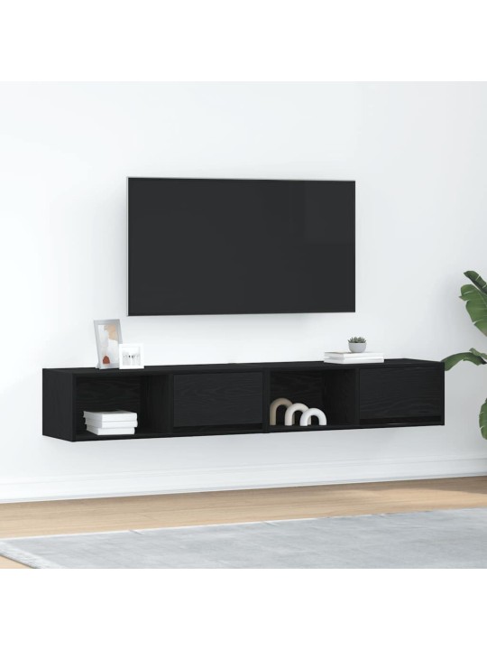 Tv-tasot 2 kpl musta tammi 80x31x25,5 cm tekninen puu