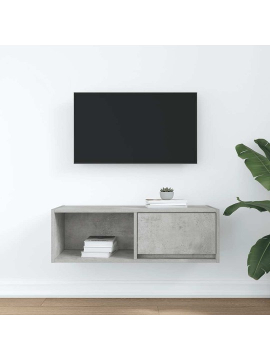 Tv-taso betoninharmaa 80x31x25,5 cm tekninen puu