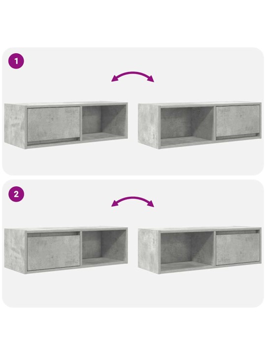Tv-taso betoninharmaa 80x31x25,5 cm tekninen puu