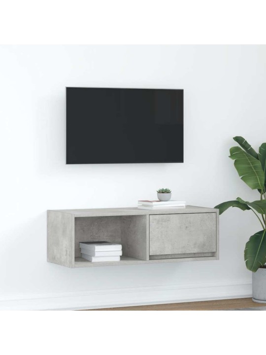 Tv-taso betoninharmaa 80x31x25,5 cm tekninen puu