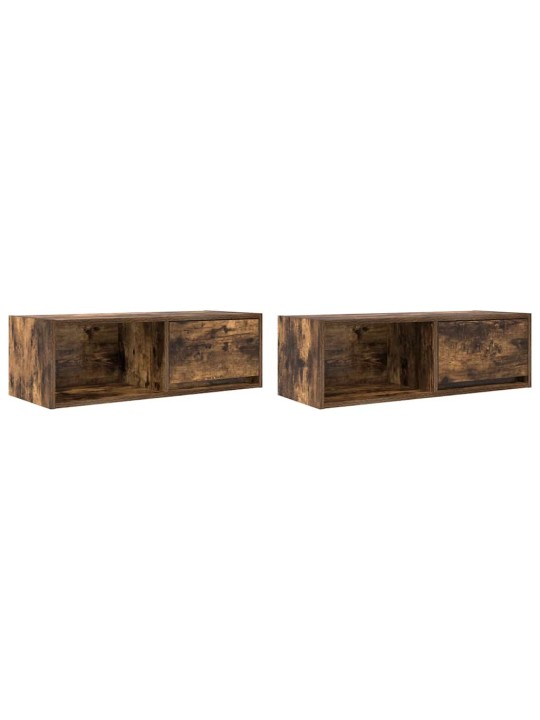 Tv-seinäkaappi 2 kpl savutammi 80x31x25,5 cm tekninen puu