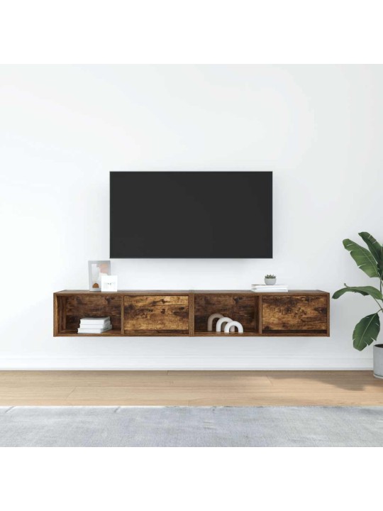 Tv-seinäkaappi 2 kpl savutammi 80x31x25,5 cm tekninen puu