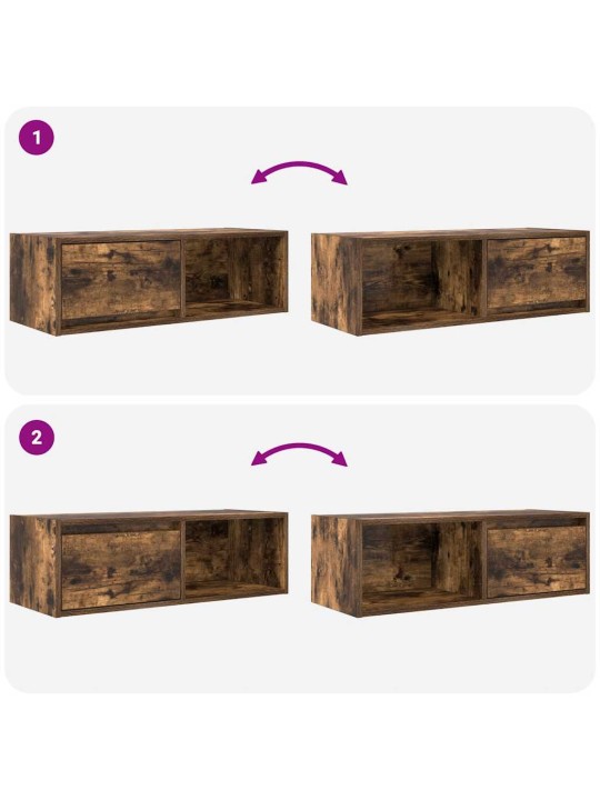 Tv-seinäkaappi 2 kpl savutammi 80x31x25,5 cm tekninen puu