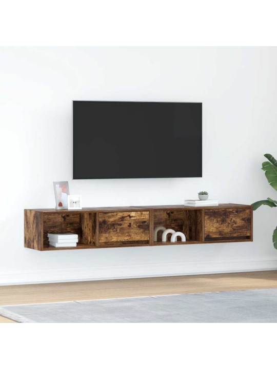 Tv-seinäkaappi 2 kpl savutammi 80x31x25,5 cm tekninen puu