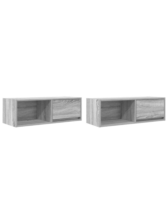 Tv-seinäkaapit 2 kpl harmaa sonoma 80x31x25,5 cm tekninen puu