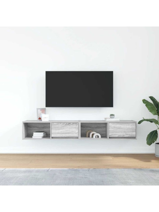 Tv-seinäkaapit 2 kpl harmaa sonoma 80x31x25,5 cm tekninen puu