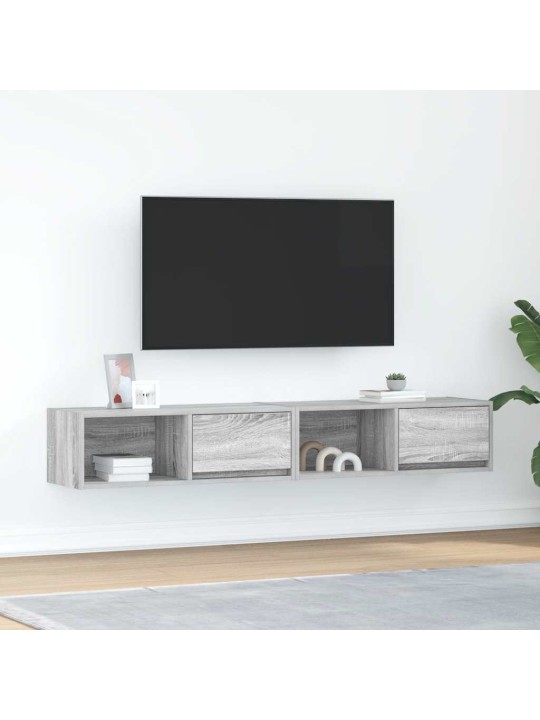 Tv-seinäkaapit 2 kpl harmaa sonoma 80x31x25,5 cm tekninen puu