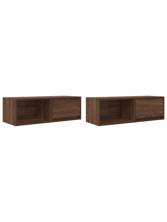 Tv-seinäkaapit 2 kpl ruskea tammi 80x31x25,5 cm tekninen puu