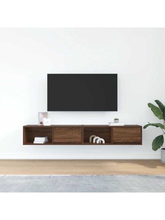 Tv-seinäkaapit 2 kpl ruskea tammi 80x31x25,5 cm tekninen puu
